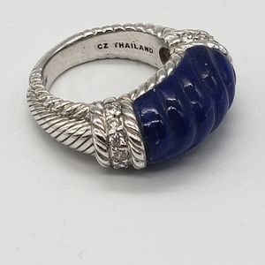 Judith Ripka Carved Lapis Sterling Silver ring